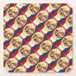 1906 The Day We Celebrate 4th of July Square Paper Coaster