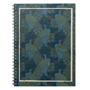 1906 Vintage European peacocks wallpaper art Notebook