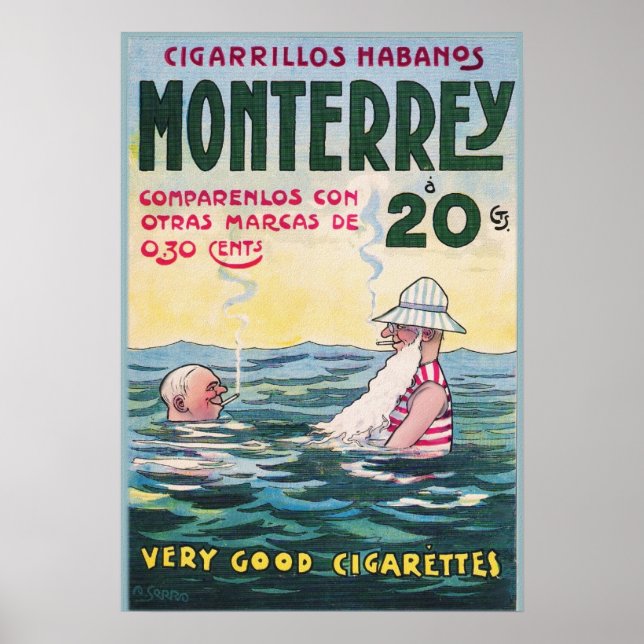 1906 Vintage Monterrey Cigar Advertisement Poster (Front)