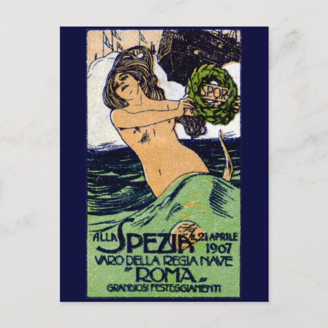 1907 Italian Battleship Roma Postcard (Front)