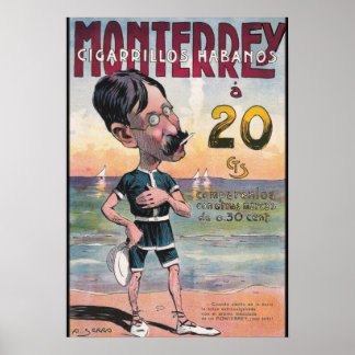 1907 Vintage Monterrey Cigar Advertisement Poster