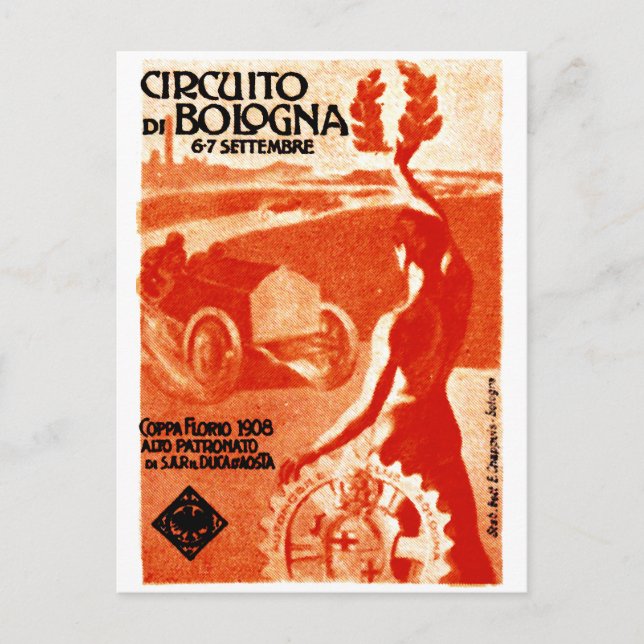 1908 Italian Auto Racing Postcard (Front)