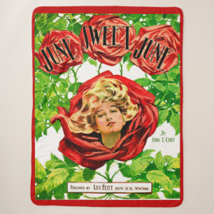 1908 June Sweet June sheet music cover print Sherpa Blanket