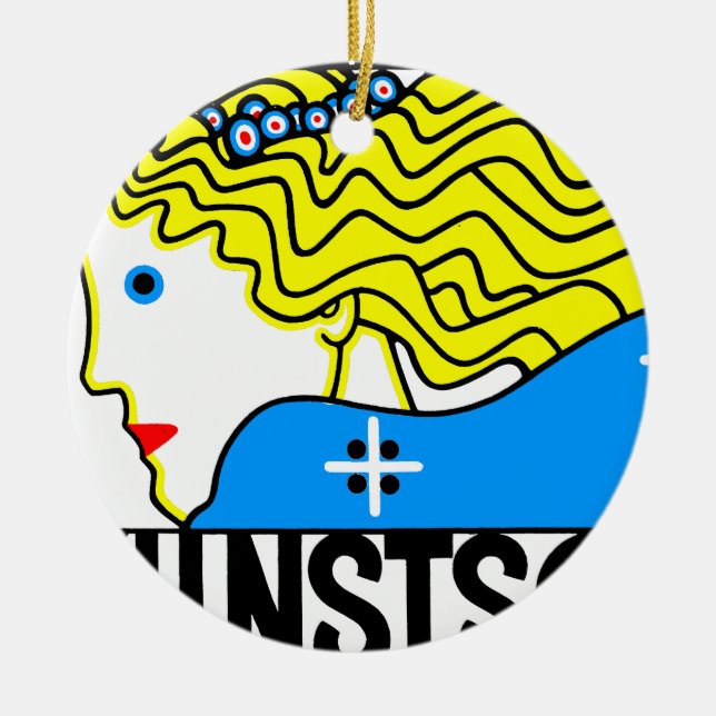 1908 Vienna Art Nouveau Art Show Fair Maiden Ceramic Tree Decoration (Front)