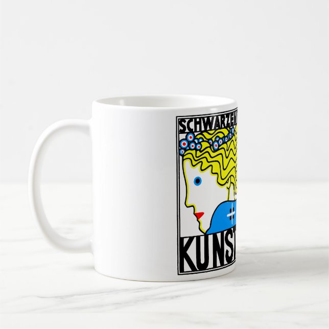 1908 Vienna Art Nouveau Art Show Fair Maiden Coffee Mug (Left)