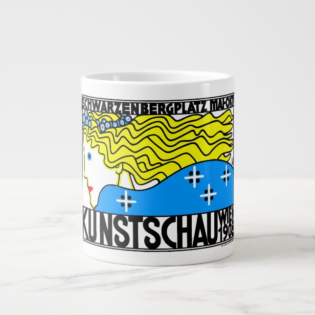 1908 Vienna Art Nouveau Art Show Fair Maiden Large Coffee Mug (Front)