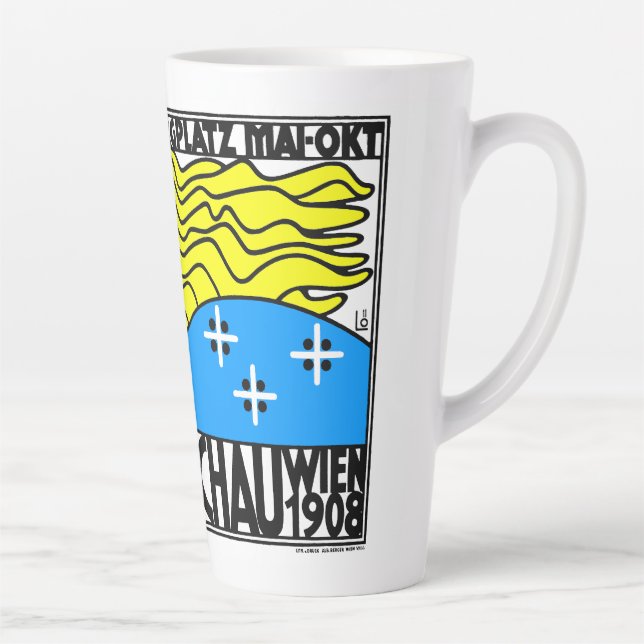 1908 Vienna Art Nouveau Art Show Fair Maiden Latte Mug (Right)