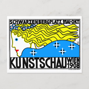 1908 Vienna Art Nouveau Art Show Fair Maiden Postcard