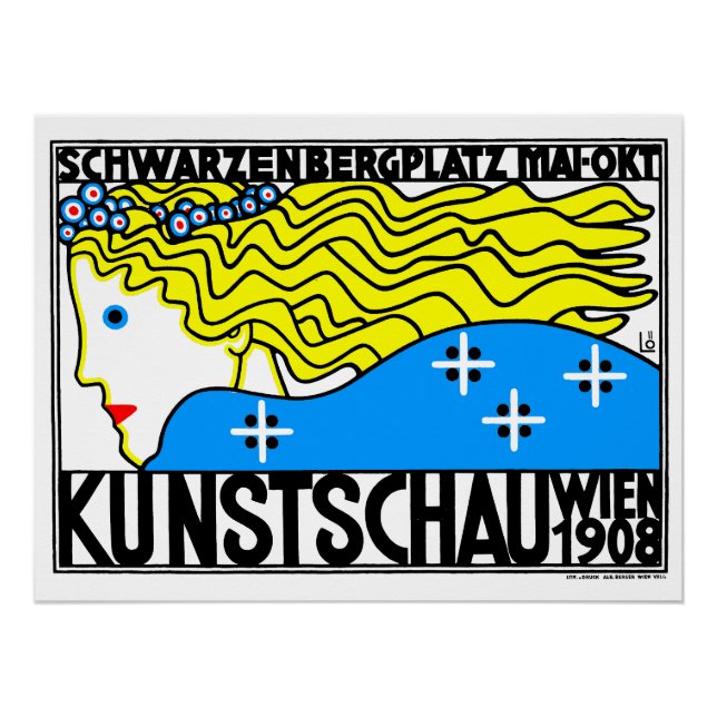 1908 Vienna Art Nouveau Art Show Fair Maiden Poster (Front)