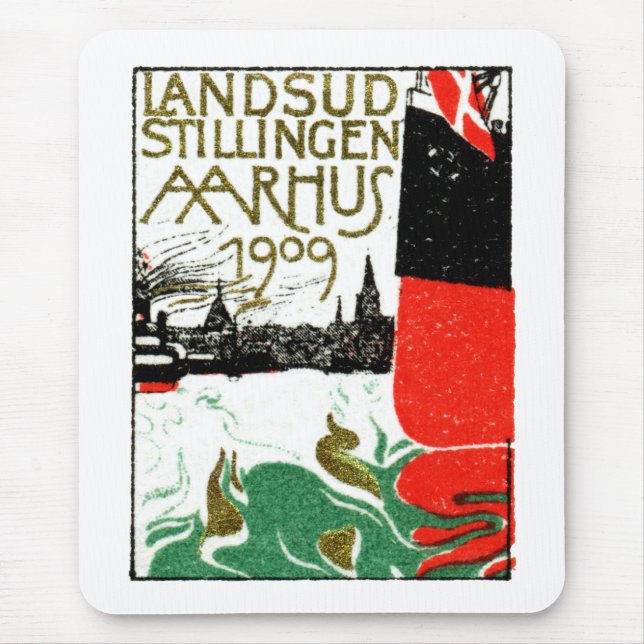 1909 Aarhus Denmark Exposition Poster Mouse Mat (Front)