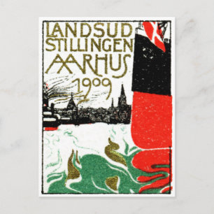 1909 Aarhus Denmark Exposition Poster Postcard