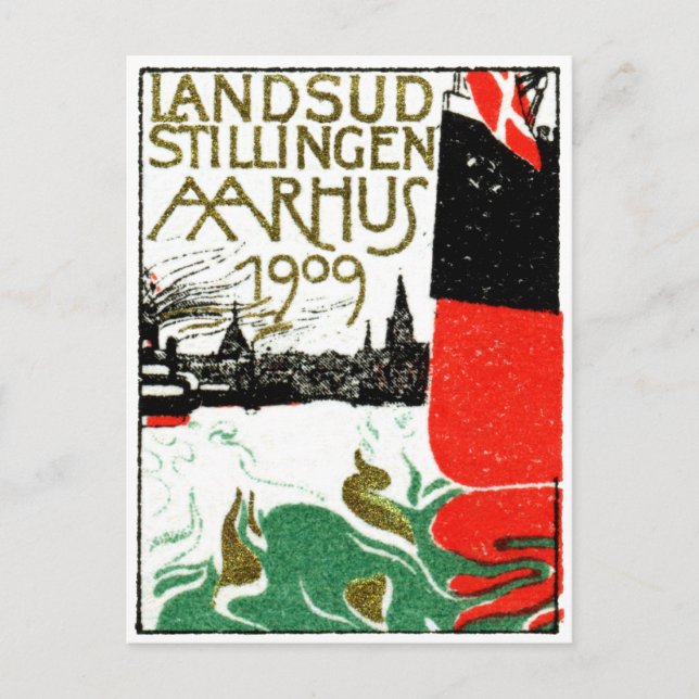 1909 Aarhus Denmark Exposition Poster Postcard (Front)