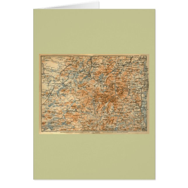 1909 Adirondacks Map from Baedeker's Travel Guide (Front)