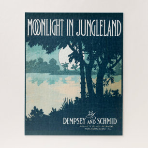 1909 Moonlight in Jungleland sheet music print Jigsaw Puzzle