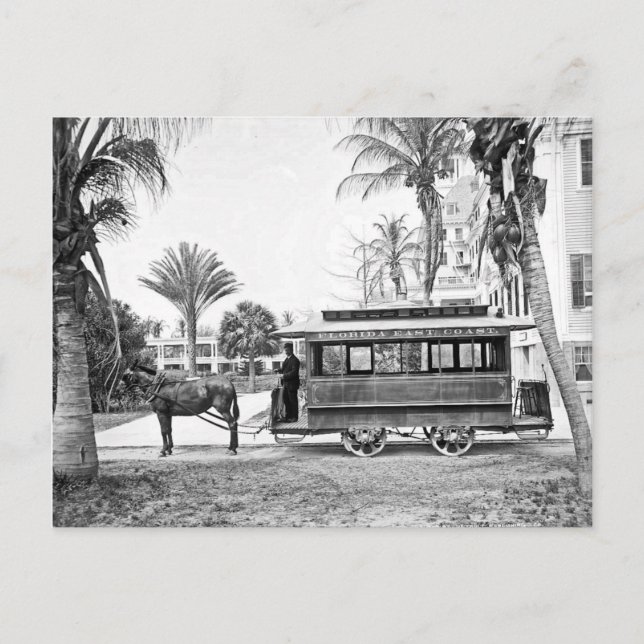 1909 Palm Beach Florida Trolley Postcard (Front)