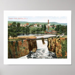 1909, Passaic Falls, Paterson New Jersey Vintage Poster