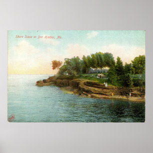 1909 Shore Scene at Bar Harbour, Maine Poster