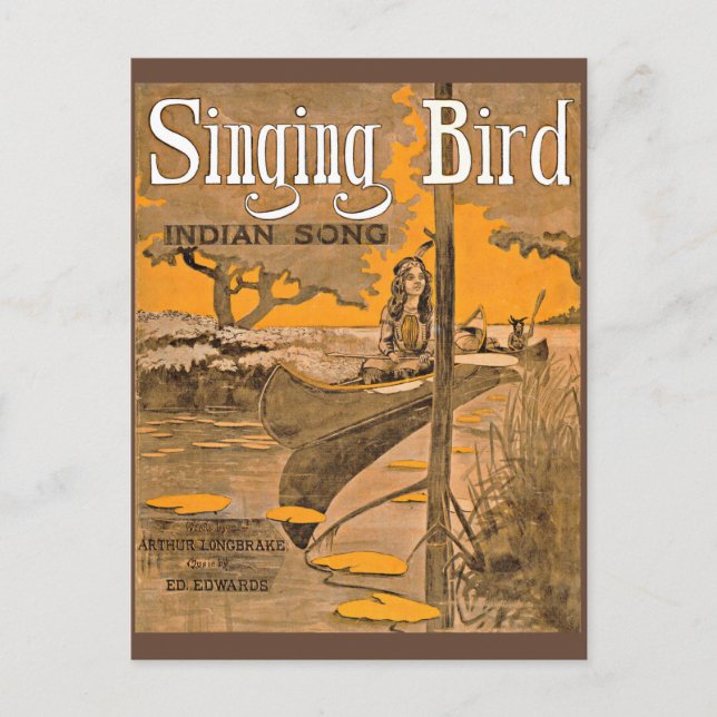 1909 Singing Bird sheet music print Postcard (Front)
