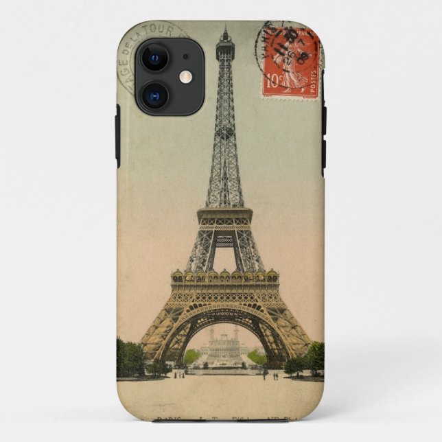1909 Vintage Eiffel Tower Postcard Paris Case-Mate iPhone Case (Back)