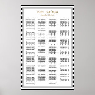 190 Black/White Stripes Wedding Seating Chart