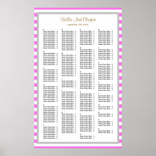 190 Pink/White Stripes Wedding Seating Chart