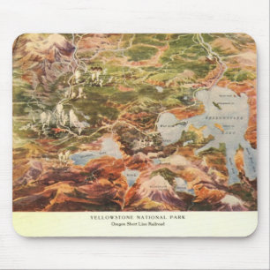 1910 Aerial View Map - Yellowstone National Park Mouse Mat