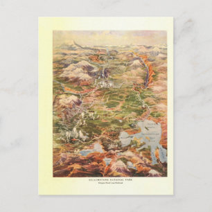 1910 Aerial View Map - Yellowstone National Park Postcard