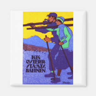 1910 Austrian Ski Poster Magnet