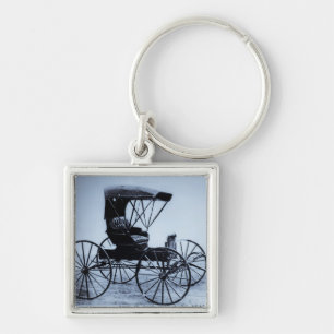 1910 Auto Seat Buggy Cyan Tone Key Ring