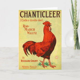 1910 Chanticleer rooster music print Card