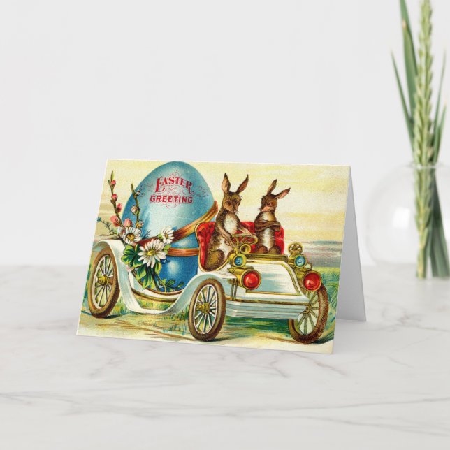 1910 Easter Rabbits Greeting! Holiday Card (Front)