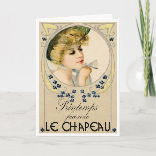 1910 FRENCH "PICTURE POSTCARD" MILLINERY GREETING CARD