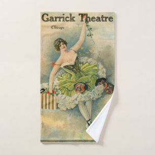 1910 Lovely Woman Thespian Garrick Theatre Chicago Hand Towel