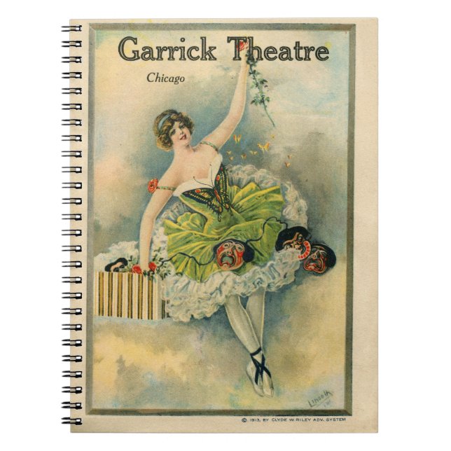1910 Lovely Woman Thespian Garrick Theatre Chicago Notebook (Front)