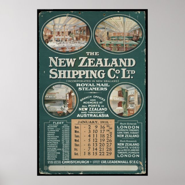 1910 New Zealand Shipping Company Poster (Front)