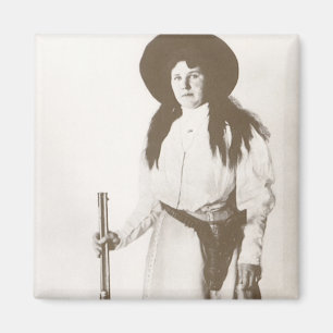 1910 Photo Portrait of a Cowgirl Holding a Rifle Magnet