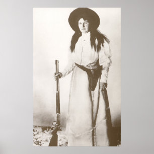 1910 Photo Portrait of a Cowgirl Holding a Rifle Poster