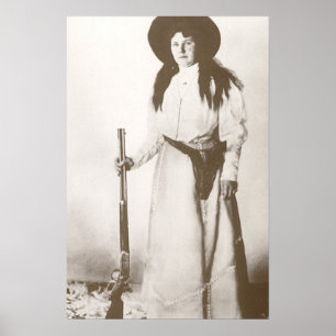 1910 Photo Portrait of a Cowgirl Holding a Rifle Poster