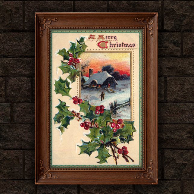 1910 Vintage Christmas Holly Poster Art (Creator Uploaded)