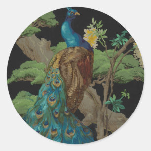 1910 Vintage Wallpaper The Cedar Tree Classic Round Sticker