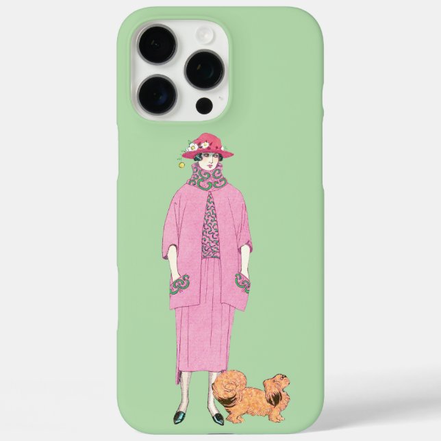 1910s Fashion Illustration Lady & Pekingese Dog Case-Mate iPhone Case (Back)