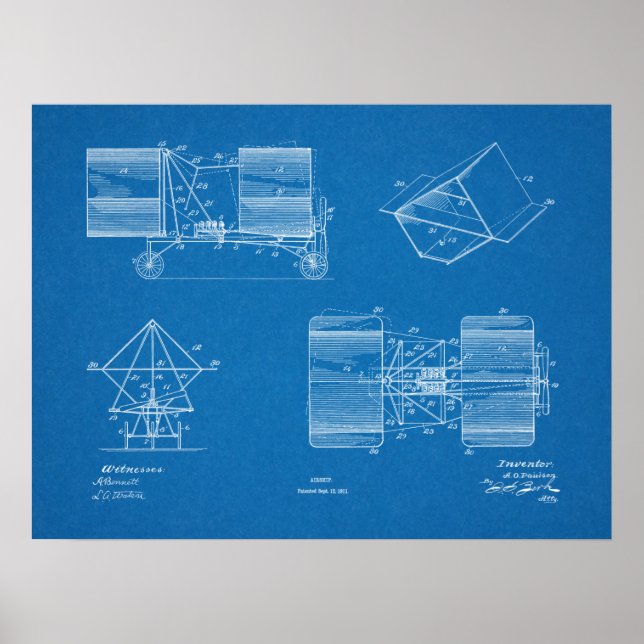 1911 Airship Airplane Patent Art Drawing Print (Front)
