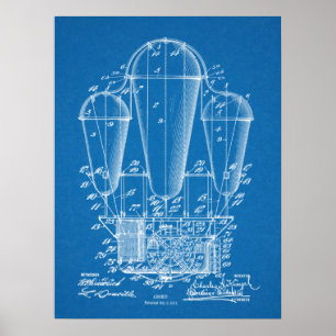1911 Airship Balloon Patent Art Drawing Print