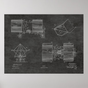 1911 Flying Machine Aeroplane Patent Drawing Print