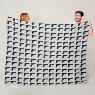1911 Gun Silhouette Pattern Target Sports Fleece Blanket