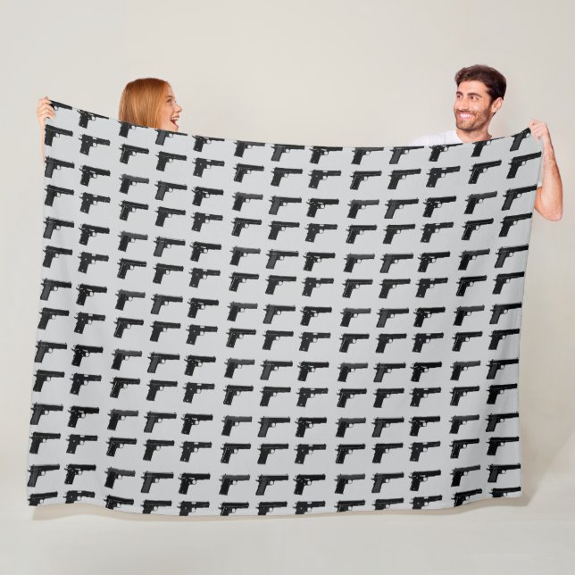 1911 Gun Silhouette Pattern Target Sports Fleece Blanket (In Situ)