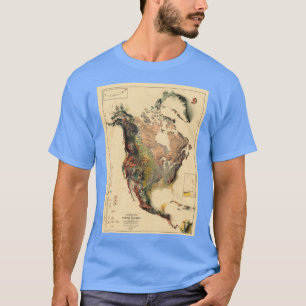 1911 North America Relief Map 3D digitallyrendered T-Shirt