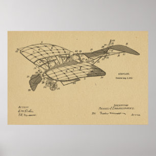 1912 Aeroplane Aeroplane Patent Art Drawing Print