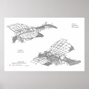 1912 Aeroplane Aeroplane Patent Art Drawing Print