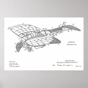 1912 Aeroplane Aeroplane Patent Art Drawing Print
